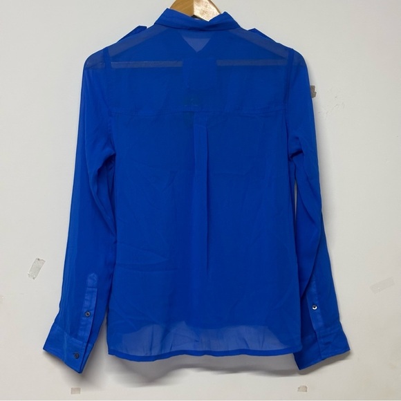 Abercrombie & Fitch Womens Blue Sheer Button Up Top S - Picture 3 of 5